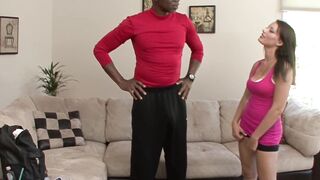 Brunette MILF with nice tits seduced her black trainer