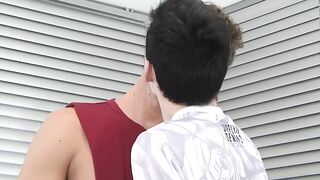 Kinky tattooed twink Reece Gray sucks hard cock on his knees Hoe 2