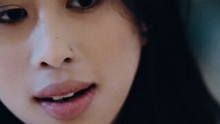 Cute Asian girl and her lesbian girlfriend lick each other
