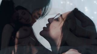 Cute Asian girl and her lesbian girlfriend lick each other