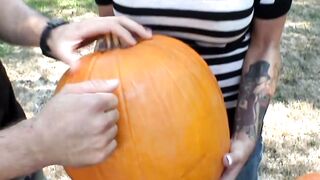 Pornstars pick up random guys to fuck for Halloween