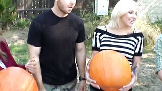 Pornstars pick up random guys to fuck for Halloween