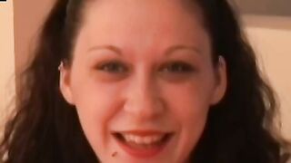 Young pierced Abigail Rose swallows cum after passionate BJ