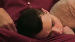 IncestGay.com - Smooth stepson fucked hard bareback by sexy mustache stepdad