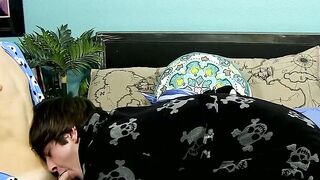 Twink sucks his horny lovers big cock before fucking him raw