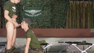 Jake Lotti and Loick Gauthier fills the barracks with their moans