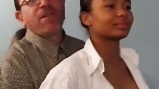 Wicked black teen has her hairy pussy fucked rough on camera