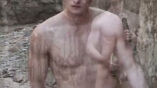 Muscular Lance Alexander jerked his long fat dick and oozed cum after