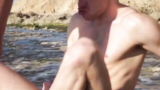 FalconsXXX.com - Handsome gays enjoy raw anal sex on the beach in a wild ride