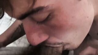 Beautiful boy Esteban sucks my uncut cock and eats my sticky load of cum