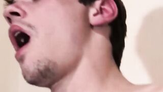Beautiful boy Esteban sucks my uncut cock and eats my sticky load of cum