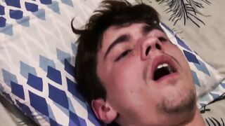 Beautiful boy Esteban sucks my uncut cock and eats my sticky load of cum