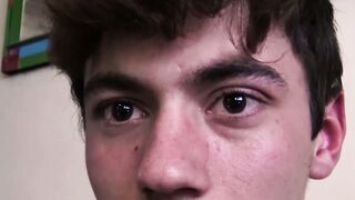 Beautiful boy Esteban sucks my uncut cock and eats my sticky load of cum