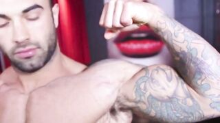 MaskXXX.com - Calving's ripped inked physique shines during masturbation