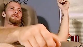 Blond homosexual with a hot beard solo masturbates and cums