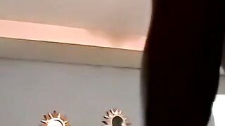 Ebony amateur gives blowjobs in an interracial gay threeway