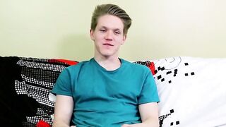 Blond twink with fat ass interviewed and dicked down raw