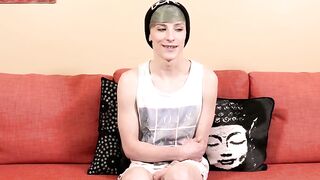 Young dude with makeup masturbating and using an adult toy