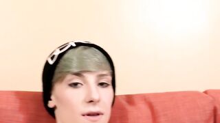 Young dude with makeup masturbating and using an adult toy