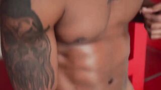 MaleNoir.com - Handsome black hunk Jacen Zhu strokes his monster BBC and cums hard
