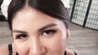 Perfect maid Sherrie Moon gives her employee the best POV blowjob ever