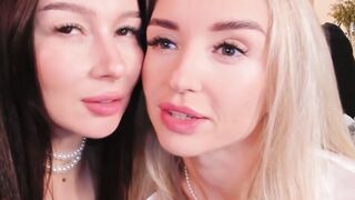 Lesbian Lovers Share Dildo In Steamy Double Oral