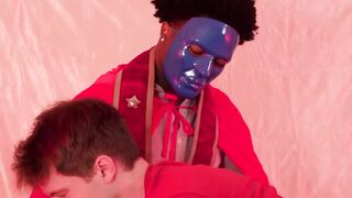 SayUncleNetwork.com - Masked inked stud's interracial bareback session ends with a cr