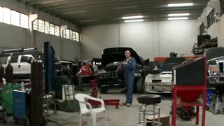 Horny pornstars get down and dirty with some car mechanics