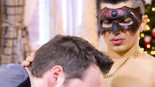 MaskXXX.com - Tattooed jock gets his dick sucked by an older gay dude with pleasure