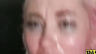 Slutty babe Misha throatfucked and drilled hard for jizz