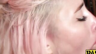 Slutty babe Misha throatfucked and drilled hard for jizz