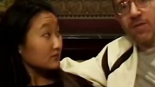Sensual Asian teen has her ass fucked by two guys on couch