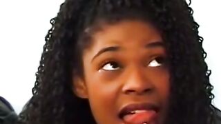Delectable black teen strips and fucks like naughty cowgirl