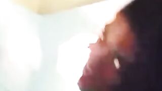 Delectable black teen strips and fucks like naughty cowgirl
