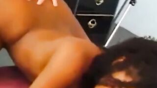 Delectable black teen strips and fucks like naughty cowgirl