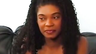 Delectable black teen strips and fucks like naughty cowgirl