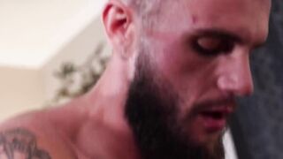 HotFamilyPorn.com - Tattooed jock bareback fuck his hunk stepdad deep hole hard