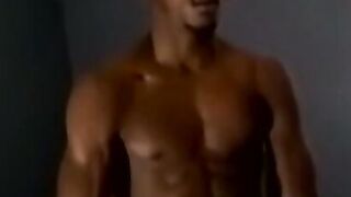 Black amateur stud masturbates for the camera and cums hard