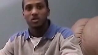 Black amateur stud masturbates for the camera and cums hard