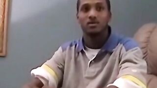 Black amateur stud masturbates for the camera and cums hard