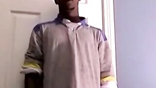 Black amateur stud masturbates for the camera and cums hard