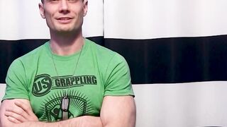 Horny soldier James Drake masturbates solo in front of the camera