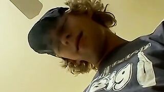 Blonde Casey Wood pulled out his eleven inches cock and rubbed it passionately