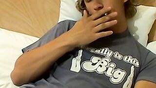 Blonde Casey Wood pulled out his eleven inches cock and rubbed it passionately