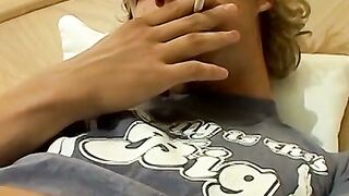 Blonde Casey Wood pulled out his eleven inches cock and rubbed it passionately