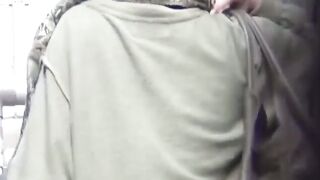 Couple of hairy pussy asian babes public peeing close up