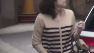 Couple of hairy pussy asian babes public peeing close up