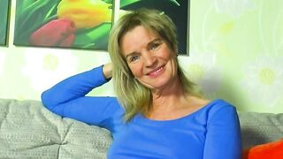 German granny Diana V in lingerie masturbates
