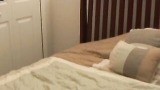 Nice naked teen with big boobs bangs in her cute butt on bed