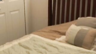 Nice naked teen with big boobs bangs in her cute butt on bed